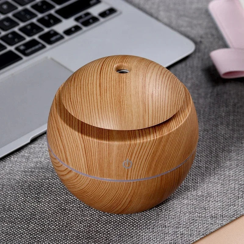 Xiaomi USB Ultrasonic Aroma Diffuser & Cool Mist Humidifier – Wood Grain Design for Home & Office