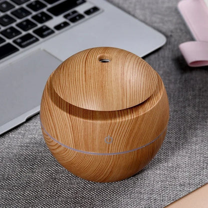 Xiaomi USB Ultrasonic Aroma Diffuser & Cool Mist Humidifier – Wood Grain Design for Home & Office