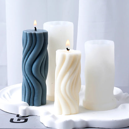 Wavy Stripe Silicone Candle Mold – Elegant DIY Twisted Pillar Candlestick Maker