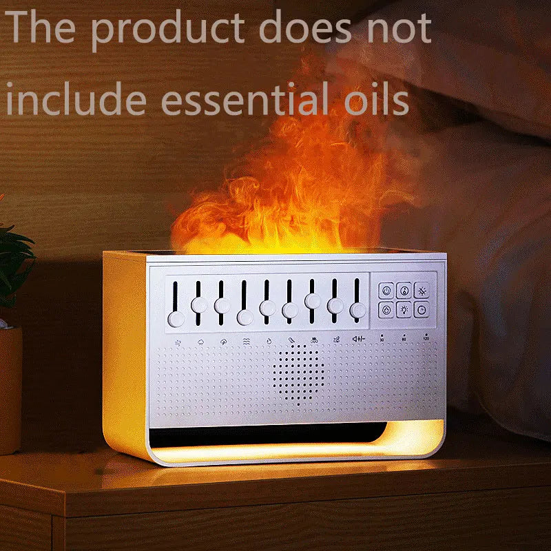Penyebar &amp; Pelembap Udara Api 3-dalam-1 | Ultrasonik Aromaterapi | 8 White Noise &amp; Pemain Muzik Bluetooth