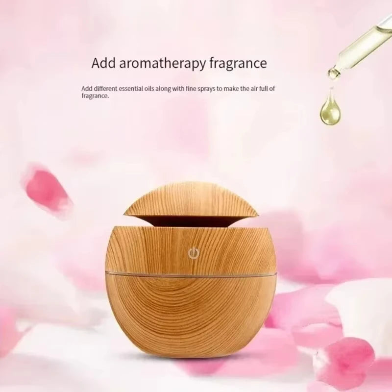 Xiaomi USB Ultrasonic Aroma Diffuser & Cool Mist Humidifier – Wood Grain Design for Home & Office