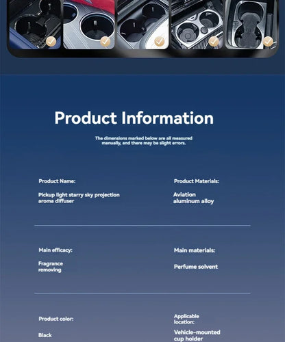 Smart Car Air Freshener Rechargeable Aroma Diffuser 5 Levels of Adjustable Intelligent  Diffuser Pickup Light Starry Sky Summit