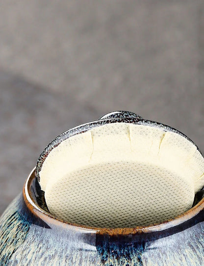 Tin Teh Tekstur Bercat Dimeterai Balang Penyimpanan Caddy Teh Seramik dengan Penutup Meja Kopi Hiasan Meja Balang Umum Tin Candy