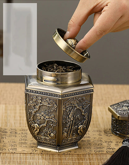 Logam Tin Teh Berkapasiti Besar Hijau Teh Hitam Balang Bekas Penyimpanan Kadi Kopi Gula Kotak Teh Dimeterai Dapur Rumah