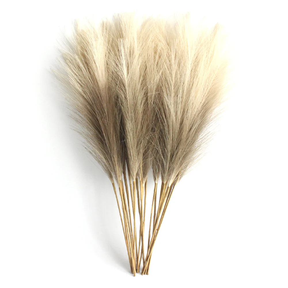 6PCS Artificial Pampas Grass – Fluffy Faux Reed Bouquet for Home, Wedding & Event Décor (Multiple Colors)