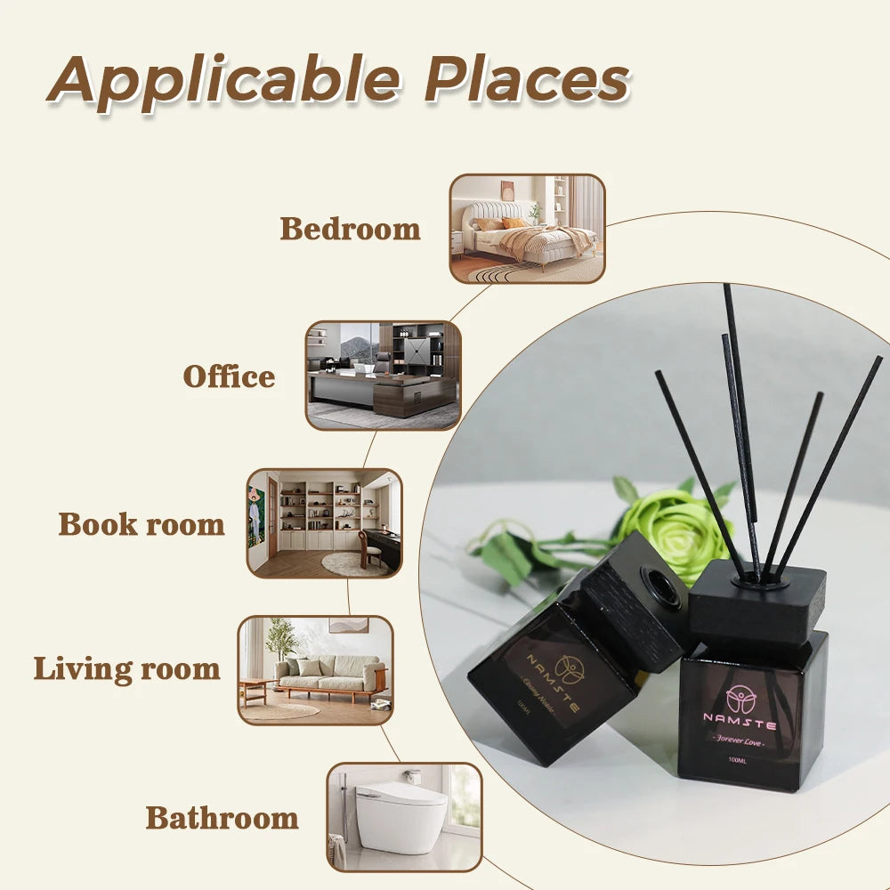 Rattan Essential Oil 100ML Perfume Room Fragrance Replace Aroma Diffuser Flavoring for Home Bathroom Fragrance Air Freshener