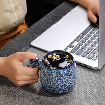 Creative Retro Heavy Coarse Clay Mug 220ml Ceramic Kiln Transmutation Tea Coffee Cup Wooden Bar