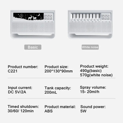Penyebar &amp; Pelembap Udara Api 3-dalam-1 | Ultrasonik Aromaterapi | 8 White Noise &amp; Pemain Muzik Bluetooth