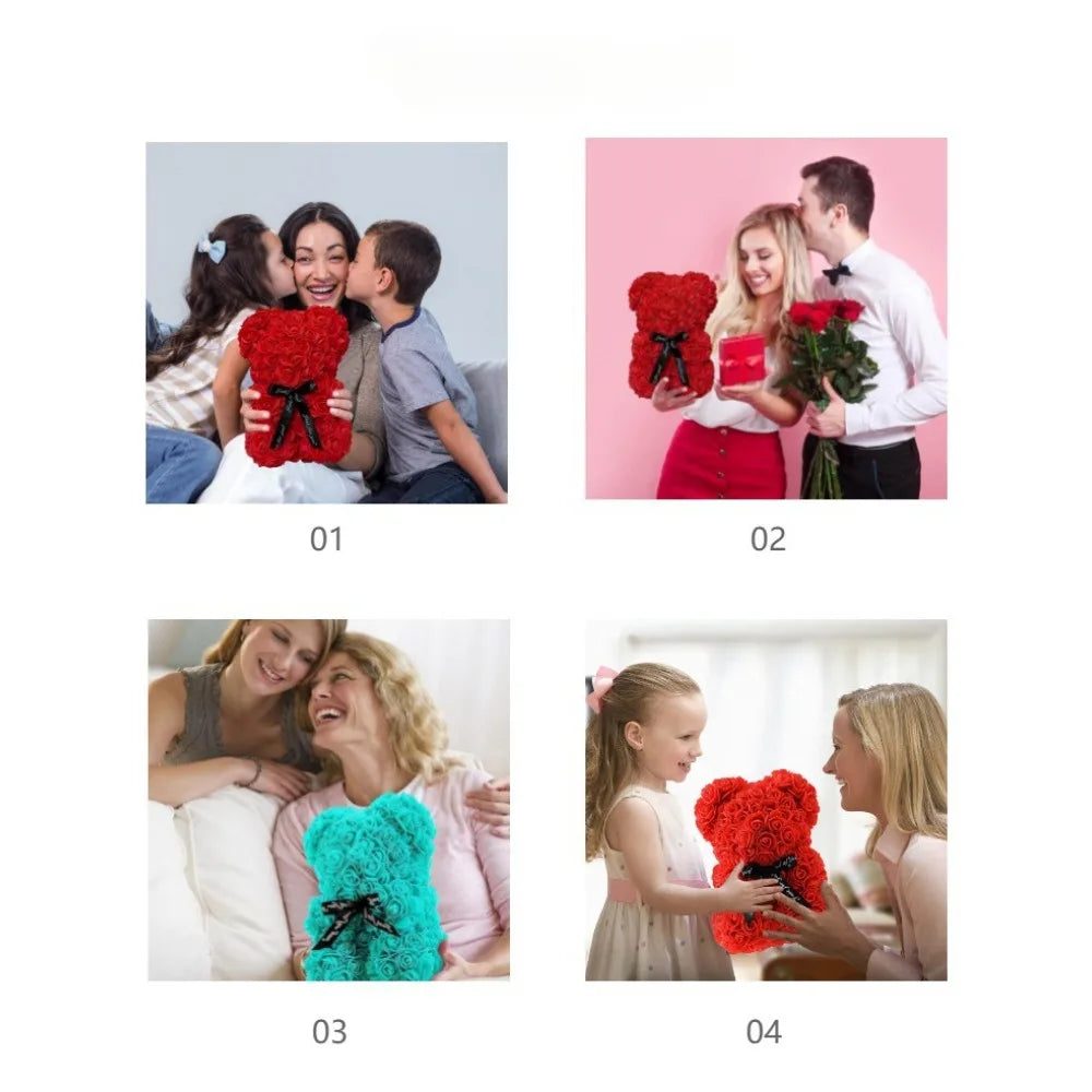 25cm Eternal Rose Teddy Bear – Hadiah Romantik dengan Kotak Paparan 