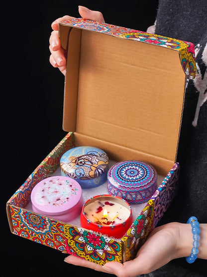 Luxury Scented Candle Set – 4pcs Arabian-Inspired Fragrance Candles in Decorative Jars