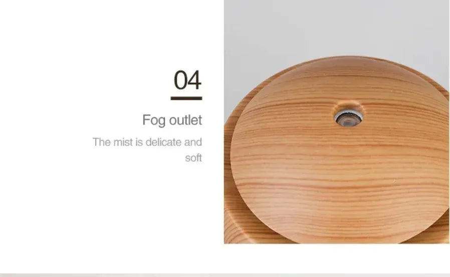 Xiaomi USB Ultrasonic Aroma Diffuser & Cool Mist Humidifier – Wood Grain Design for Home & Office