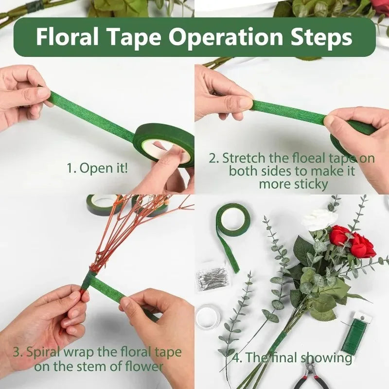 Self-Adhesive Green Floral Tape – DIY Flower Wrapping for Bouquets & Crafts