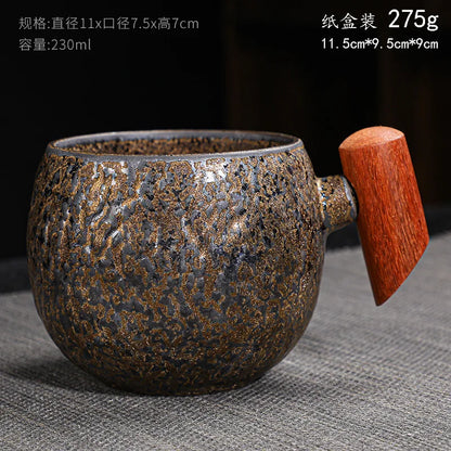 Creative Retro Heavy Coarse Clay Mug 220ml Ceramic Kiln Transmutation Tea Coffee Cup Wooden Bar