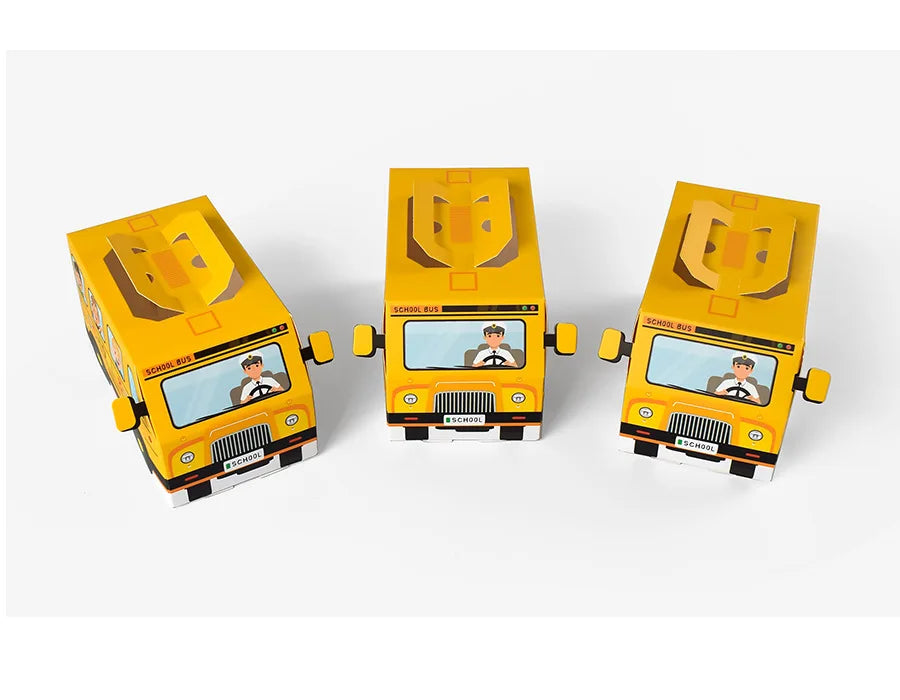 5PCS Gula-gula Bertema Bas Sekolah &amp; Kotak Snek – Pembungkusan Hadiah Seronok untuk Hari Lahir Kanak-kanak &amp; Majlis Kembali ke Sekolah!