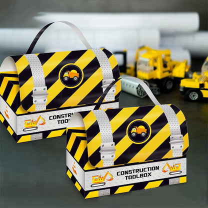 Construction Vehicle Theme Party Gift Boxes – Excavator & Engineering Design for Kids' Birthday Decor