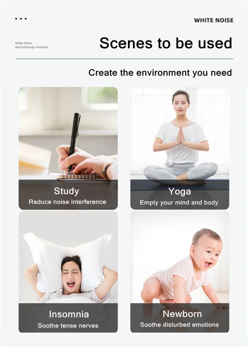 Penyebar &amp; Pelembap Udara Api 3-dalam-1 | Ultrasonik Aromaterapi | 8 White Noise &amp; Pemain Muzik Bluetooth