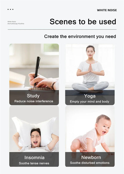 Penyebar &amp; Pelembap Udara Api 3-dalam-1 | Ultrasonik Aromaterapi | 8 White Noise &amp; Pemain Muzik Bluetooth