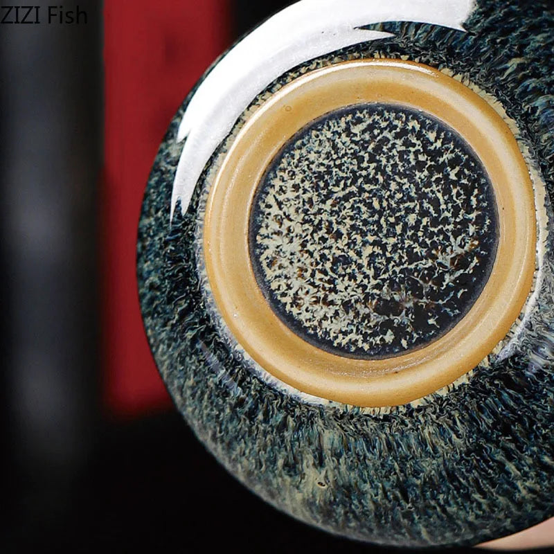 Tin Teh Tekstur Bercat Dimeterai Balang Penyimpanan Caddy Teh Seramik dengan Penutup Meja Kopi Hiasan Meja Balang Umum Tin Candy