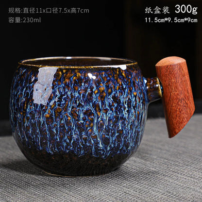 Creative Retro Heavy Coarse Clay Mug 220ml Ceramic Kiln Transmutation Tea Coffee Cup Wooden Bar