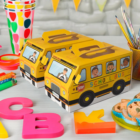 5PCS School Bus-Themed Candy & Snack Boxes – Fun Gift Packaging for Kids' Birthday & Back-to-School Parties!