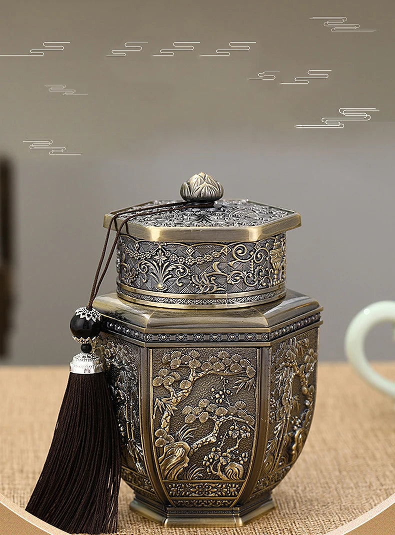 Logam Tin Teh Berkapasiti Besar Hijau Teh Hitam Balang Bekas Penyimpanan Kadi Kopi Gula Kotak Teh Dimeterai Dapur Rumah