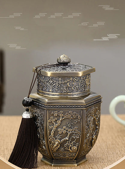 Logam Tin Teh Berkapasiti Besar Hijau Teh Hitam Balang Bekas Penyimpanan Kadi Kopi Gula Kotak Teh Dimeterai Dapur Rumah