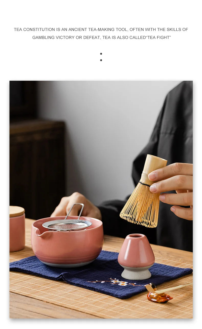 9PCS Japanese Matcha Set with Ceramic Bowl Bamboo Matcha Whisk and Tea Scoop for Tea Lovers Gifts Tea-Making Tools Accessories