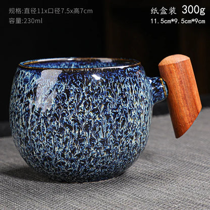 Creative Retro Heavy Coarse Clay Mug 220ml Ceramic Kiln Transmutation Tea Coffee Cup Wooden Bar