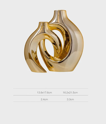 Hollow Out Embrace Ceramic Vase – Modern Irregular Cross-Shaped Tubular Design