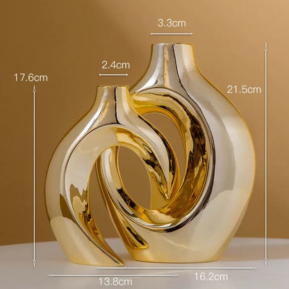 Hollow Out Embrace Ceramic Vase – Modern Irregular Cross-Shaped Tubular Design