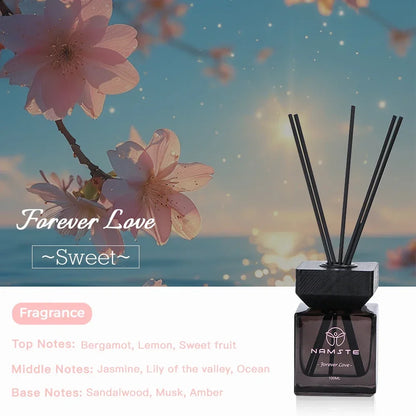 NAMSTE 100ML Reed Diffuser Set Siri Wangian Hotel Aromaterapi Tanpa Api Dalaman Wangian Tahan Lama Deodoran Bilik Mandi