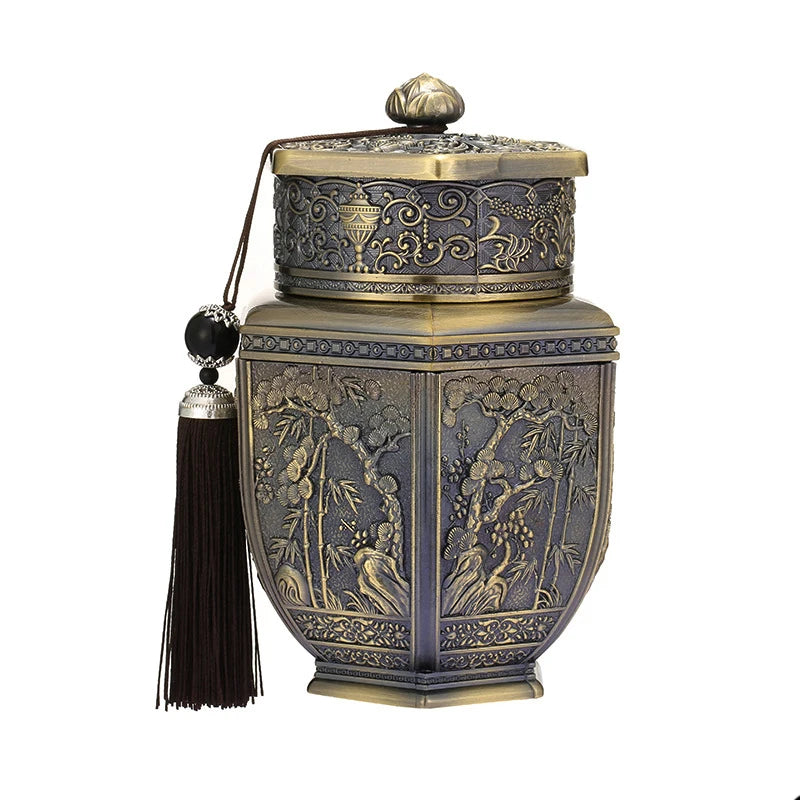 Logam Tin Teh Berkapasiti Besar Hijau Teh Hitam Balang Bekas Penyimpanan Kadi Kopi Gula Kotak Teh Dimeterai Dapur Rumah