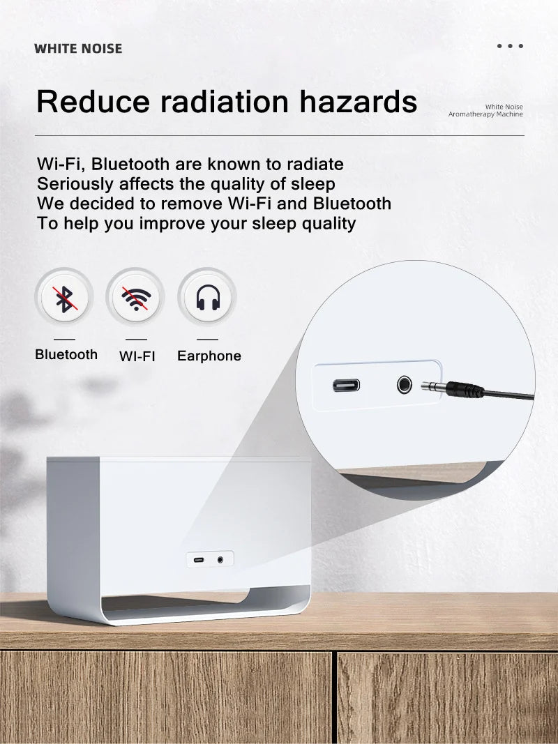 Penyebar &amp; Pelembap Udara Api 3-dalam-1 | Ultrasonik Aromaterapi | 8 White Noise &amp; Pemain Muzik Bluetooth