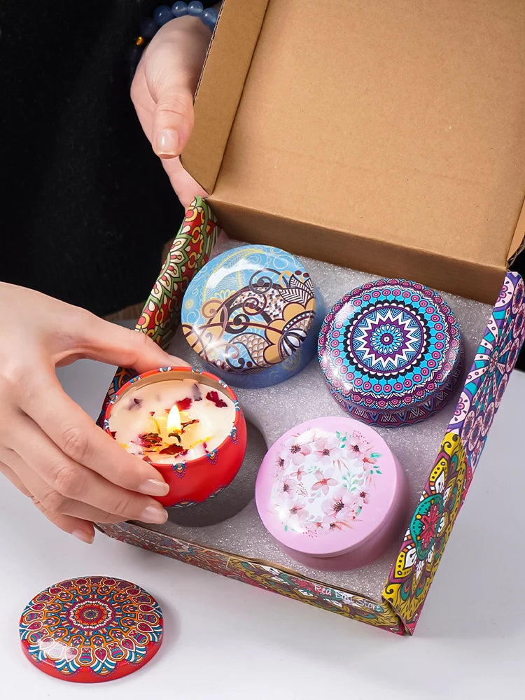 Luxury Scented Candle Set – 4pcs Arabian-Inspired Fragrance Candles in Decorative Jars