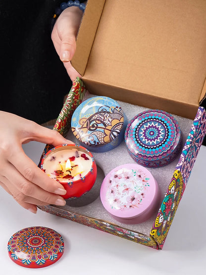 Luxury Scented Candle Set – 4pcs Arabian-Inspired Fragrance Candles in Decorative Jars