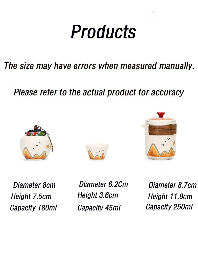 Elegant Chinese-Style Ceramic Tea Set – 4 Cups, Teapot & Tea Canister in Gift Box