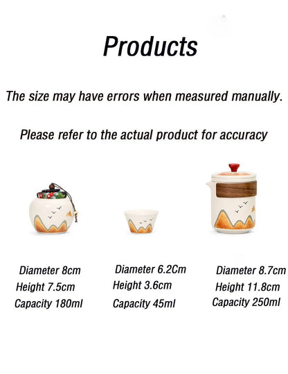 Elegant Chinese-Style Ceramic Tea Set – 4 Cups, Teapot & Tea Canister in Gift Box