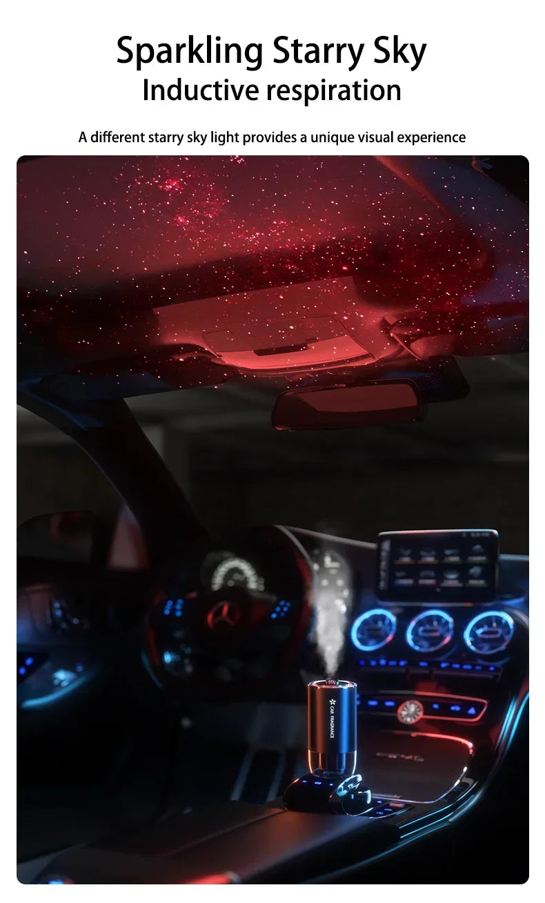 Car Air Freshener Smart Fragrance Diffuser 1000mAh Aroma Humidifier Starry Light Smell Distributor Interior Car Accessories