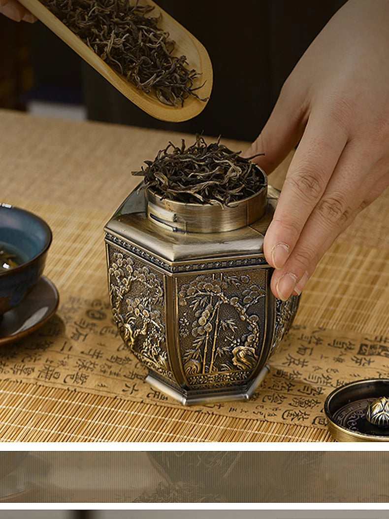 Logam Tin Teh Berkapasiti Besar Hijau Teh Hitam Balang Bekas Penyimpanan Kadi Kopi Gula Kotak Teh Dimeterai Dapur Rumah