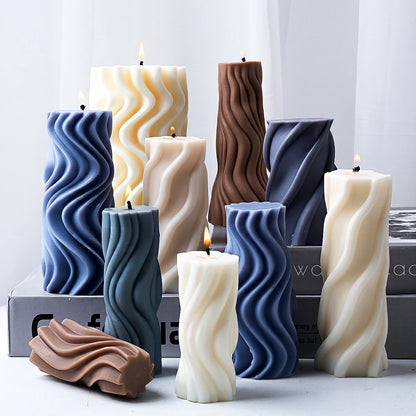 Wavy Stripe Silicone Candle Mold – Elegant DIY Twisted Pillar Candlestick Maker