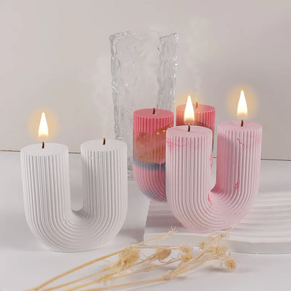 Acuan Lilin Silikon Bentuk U &amp; Geometrik – Acuan Lilin Gerbang, Kiub &amp; Berjalur DIY untuk Hiasan &amp; Kraf Rumah