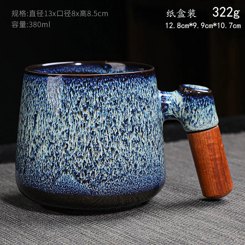 Creative Retro Heavy Coarse Clay Mug 220ml Ceramic Kiln Transmutation Tea Coffee Cup Wooden Bar