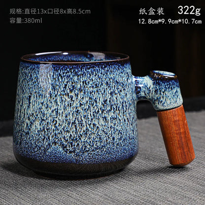 Creative Retro Heavy Coarse Clay Mug 220ml Ceramic Kiln Transmutation Tea Coffee Cup Wooden Bar