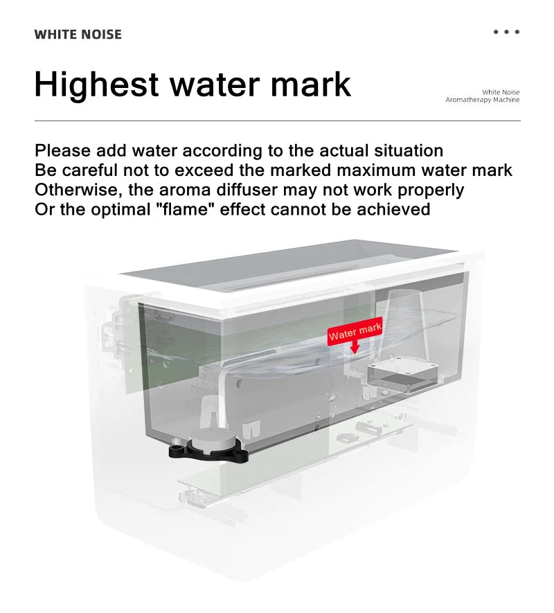 Penyebar &amp; Pelembap Udara Api 3-dalam-1 | Ultrasonik Aromaterapi | 8 White Noise &amp; Pemain Muzik Bluetooth