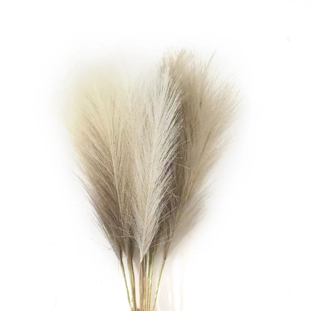 6PCS Artificial Pampas Grass – Fluffy Faux Reed Bouquet for Home, Wedding & Event Décor (Multiple Colors)