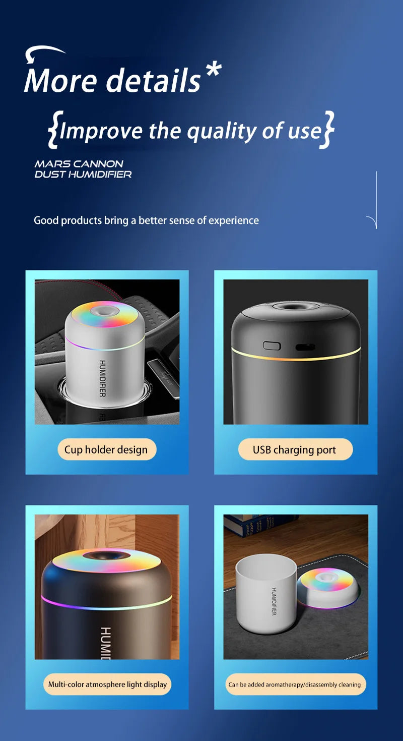 Xiaomi Mini Car Air Humidifier USB Electric Aroma Diffuser Essential Oil Purifier Aromatherapy Mist Maker Lights in Car Home