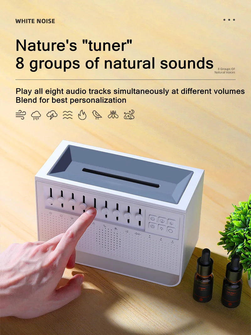 Penyebar &amp; Pelembap Udara Api 3-dalam-1 | Ultrasonik Aromaterapi | 8 White Noise &amp; Pemain Muzik Bluetooth