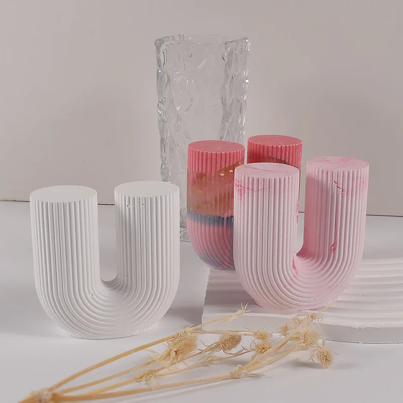 Acuan Lilin Silikon Bentuk U &amp; Geometrik – Acuan Lilin Gerbang, Kiub &amp; Berjalur DIY untuk Hiasan &amp; Kraf Rumah