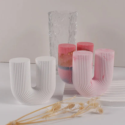 Acuan Lilin Silikon Bentuk U &amp; Geometrik – Acuan Lilin Gerbang, Kiub &amp; Berjalur DIY untuk Hiasan &amp; Kraf Rumah