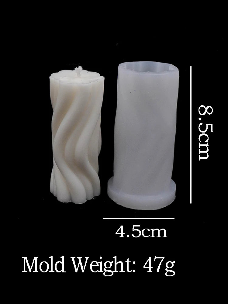 Wavy Stripe Silicone Candle Mold – Elegant DIY Twisted Pillar Candlestick Maker